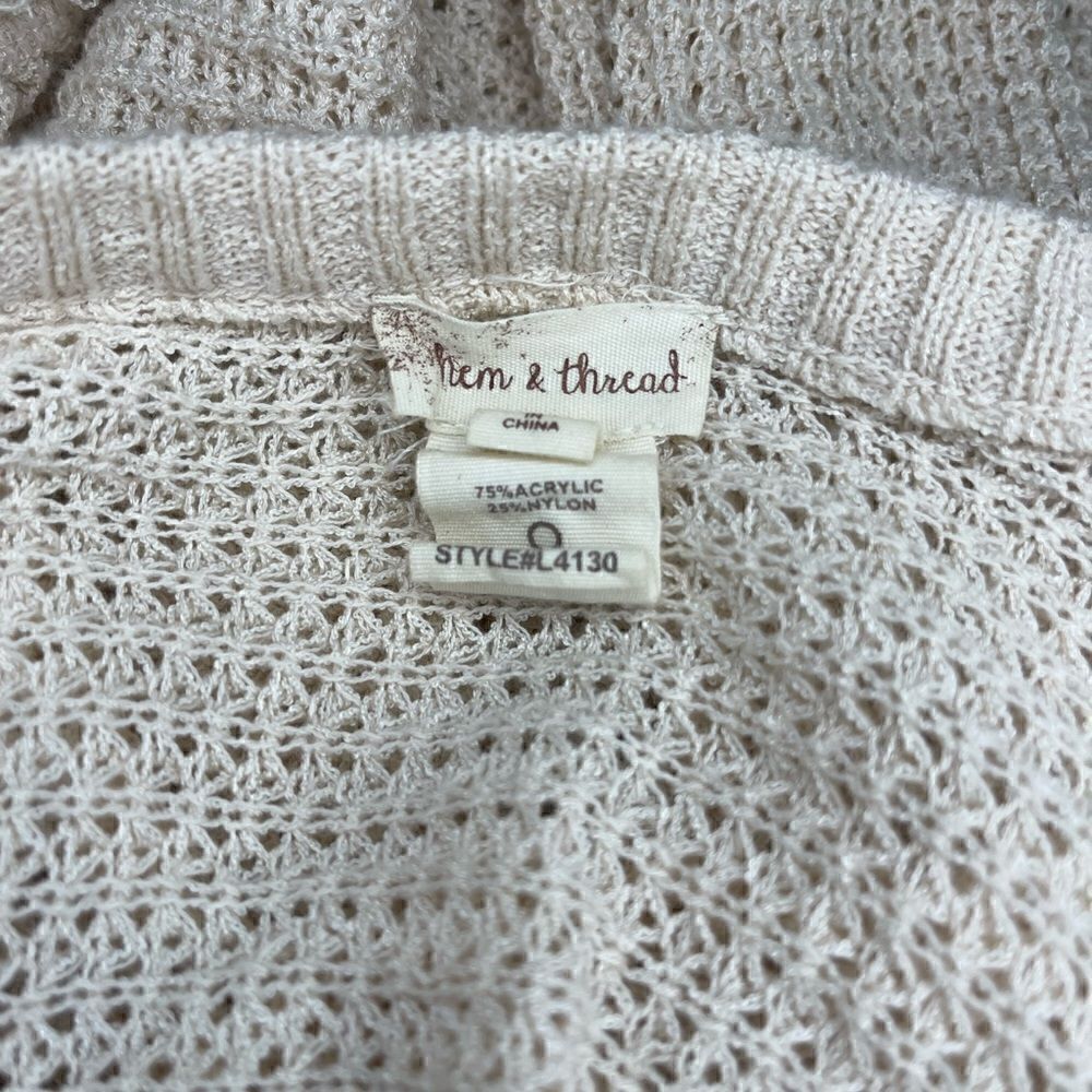 Hem & Thread Breeze Cotton Cold Shoulder Sweater Beige Size Large - Picture 6 of 6